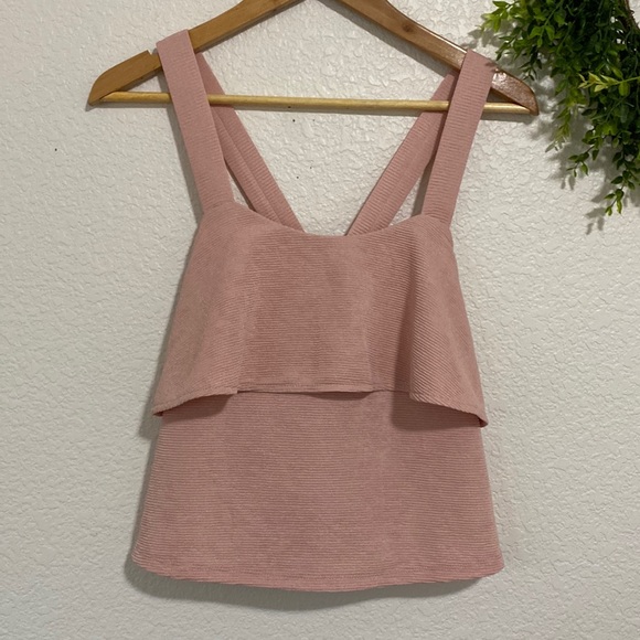 Madewell Pink Textured Ruffle Crop Top - Picture 4 of 11